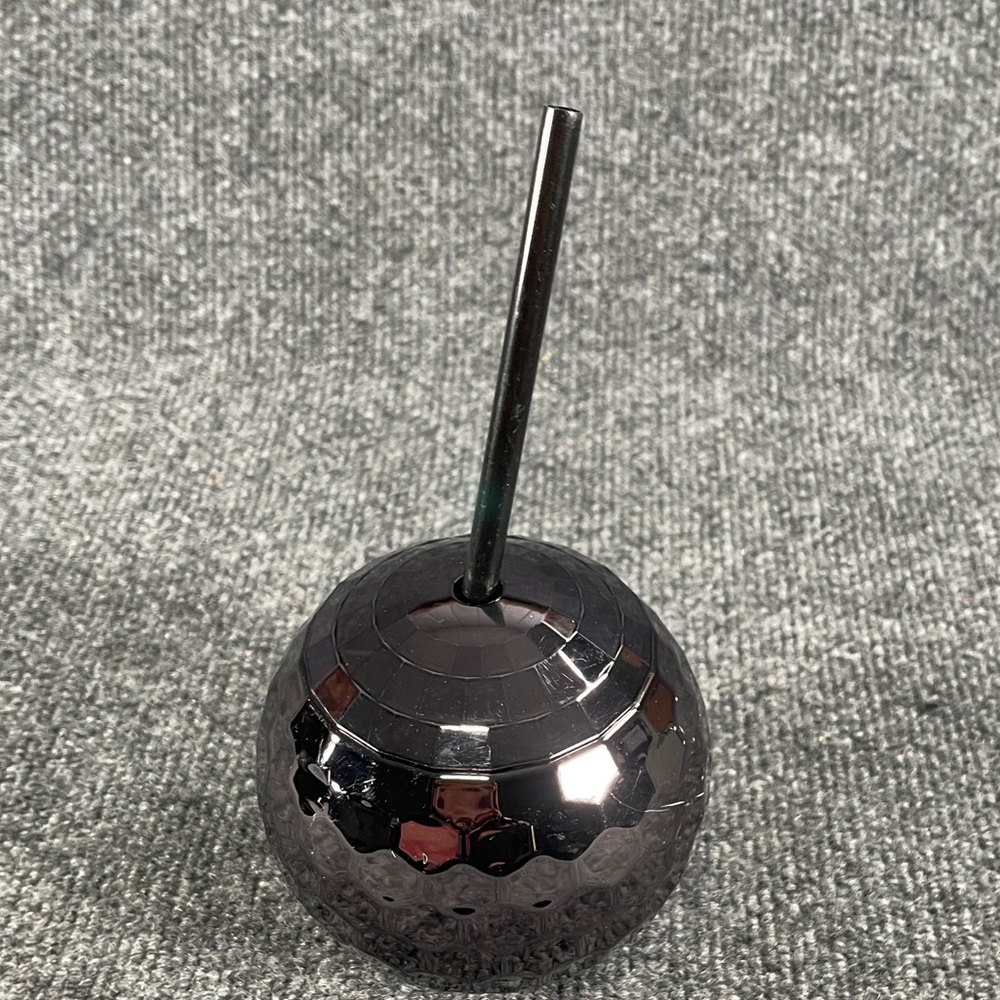 * Disco Ball Tumbler Metallic Black w Lid & Straw 26 Oz.